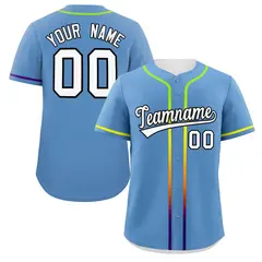 Light Blue White Gradient Ribbed Authentic Baseball Jersey 1