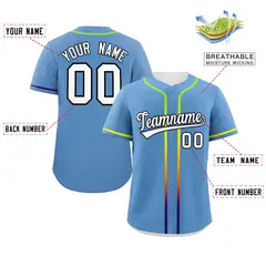 Light Blue White Gradient Ribbed Authentic Baseball Jersey 2