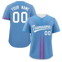 Light Blue White Gradient Ribbed Authentic Baseball Jersey 1