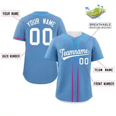 Light Blue White Gradient Ribbed Authentic Baseball Jersey 2
