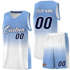 Light Blue White Gradient Sports Uniform Basketball Jersey 1