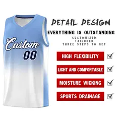 Light Blue White Gradient Sports Uniform Basketball Jersey 3