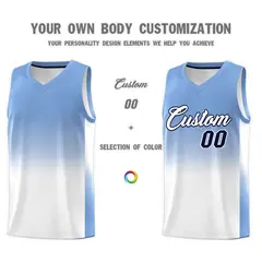 Light Blue White Gradient Sports Uniform Basketball Jersey 4