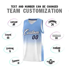 Light Blue White Gradient Sports Uniform Basketball Jersey 5