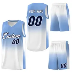 Light Blue White Gradient Sports Uniform Basketball Jersey 8