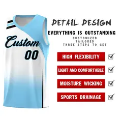 Light Blue White Gradient Sports Uniform Basketball Jersey 2