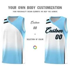 Light Blue White Gradient Sports Uniform Basketball Jersey 3