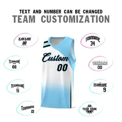 Light Blue White Gradient Sports Uniform Basketball Jersey 4
