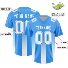 Light Blue White Gradient Vertical Stripe Football Jersey 2