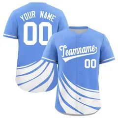 Light Blue White Graffiti Wind Mark Baseball Jersey 1