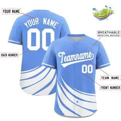 Light Blue White Graffiti Wind Mark Baseball Jersey 2