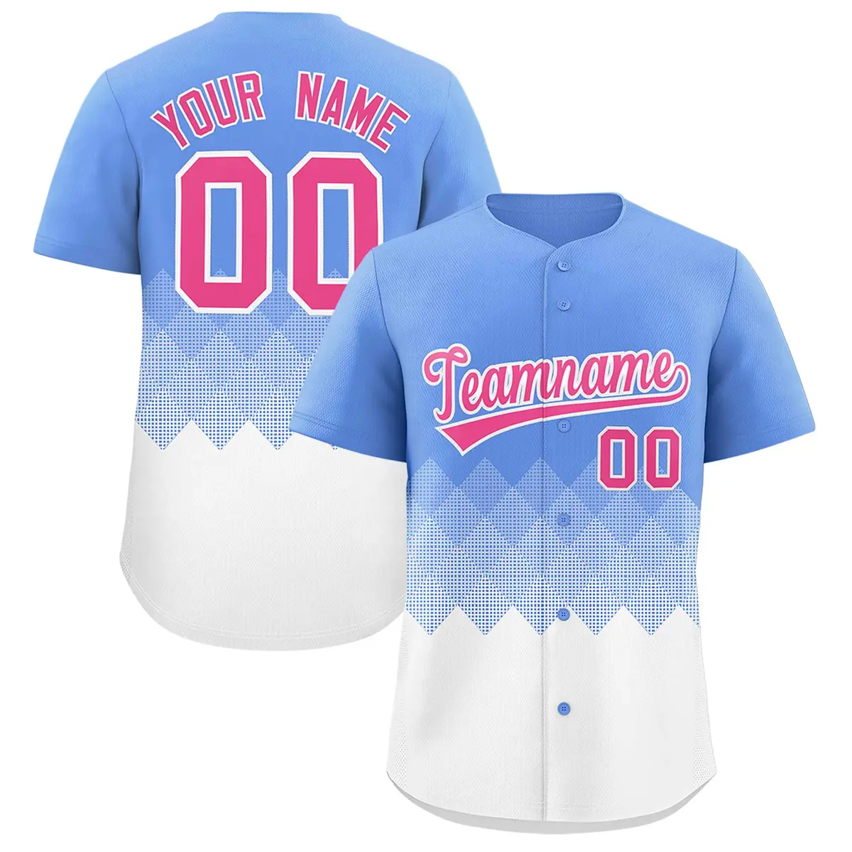 Light Blue White Grid Blur Pattern Baseball Jersey
