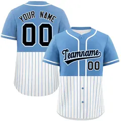 Light Blue White Half Stripe Authentic Baseball Jersey