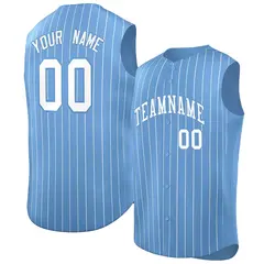 Light Blue White-Light Blue Sleeveless Stripe Baseball Jersey 1