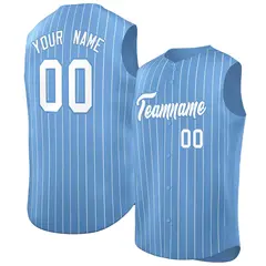 Light Blue White-Light Blue Sleeveless Stripe Baseball Jersey 1