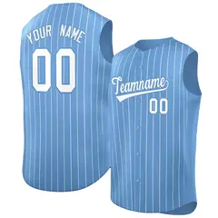 Light Blue White-Light Blue Sleeveless Stripe Baseball Jersey 1