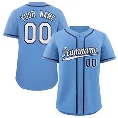 Light Blue White-Navy Classic Style Baseball Jersey 1
