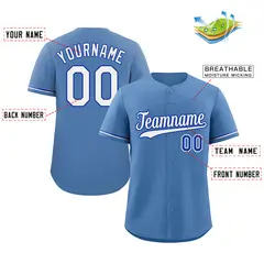 Light Blue White Navy Hook Classic Authentic Baseball Jersey 2