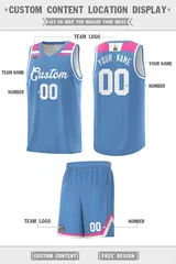 Light Blue White-Pink Classic Sports Basketball Jersey 2