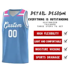 Light Blue White-Pink Classic Sports Basketball Jersey 4