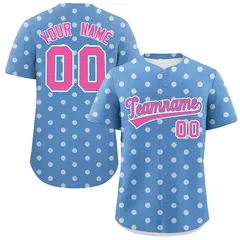 Light Blue White Polka Dot Graffiti Baseball Jersey