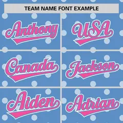 Light Blue White Polka Dot Graffiti Baseball Jersey 3