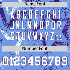 Light Blue White Purple Star-Shaped Graffiti Ink Baseball Jersey 4