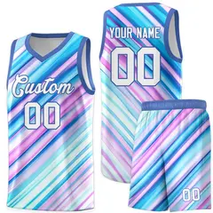 Light Blue White-Purple Tie Dye Sports Basketball Jersey