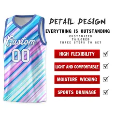 Light Blue White-Purple Tie Dye Sports Basketball Jersey 4