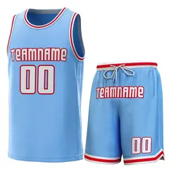 Light Blue White-Red Classic Sets Basketball Jersey 1