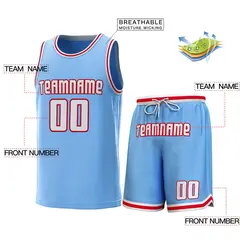 Light Blue White-Red Classic Sets Basketball Jersey 2