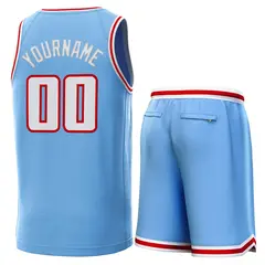 Light Blue White-Red Classic Sets Basketball Jersey 3