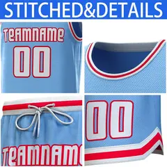 Light Blue White-Red Classic Sets Basketball Jersey 6