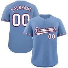 Light Blue White-Red Classic Style Baseball Jersey 1