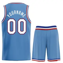 Men's Light Blue White-Red Classic Tops Basketball Jersey 2
