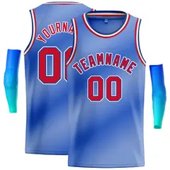 Light Blue White-Red Gradient Fashion Bull Basketball Jersey