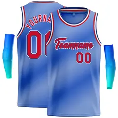 Light Blue White-Red Gradient Heal Basketball Jersey 1