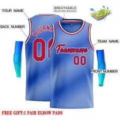 Light Blue White-Red Gradient Heal Basketball Jersey 2