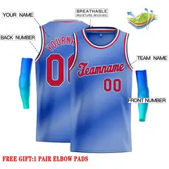 Light Blue White-Red Gradient Tilted Basketball Jersey 2