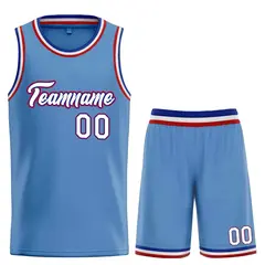 Light Blue White-Red Heal Basketball Jersey Set