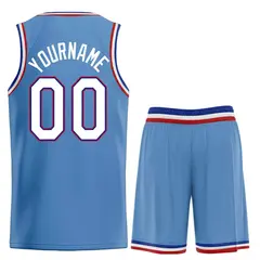 Light Blue White-Red Heal Basketball Jersey Set 2