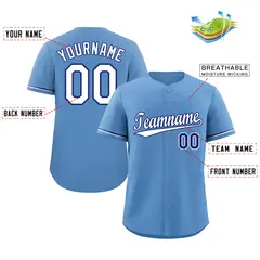 Light Blue White-Royal Classic Authentic Baseball Jersey 2