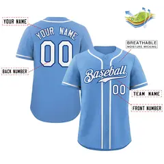 Light Blue White-Royal Classic Authentic Baseball Jersey 3