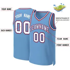 Light Blue White-Royal Classic Basketball Jersey 2