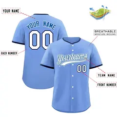 Light Blue White Royal Baseball Jersey 2