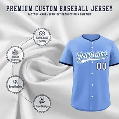 Light Blue White Royal Baseball Jersey 3
