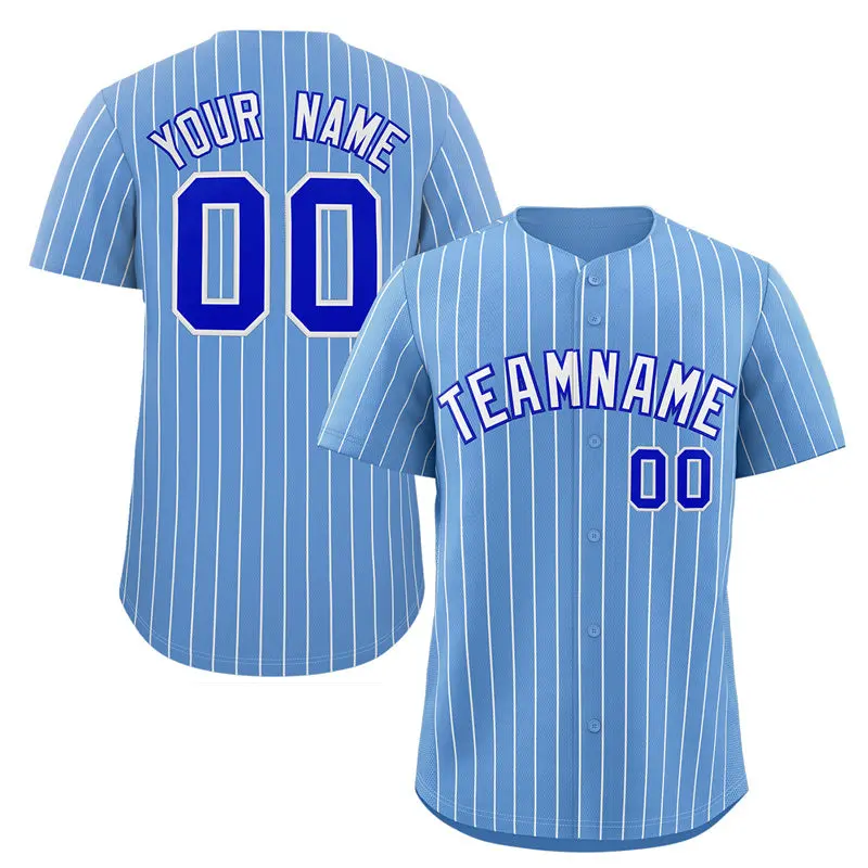 Light Blue White-Royal Stripe Fashion Baseball Jersey