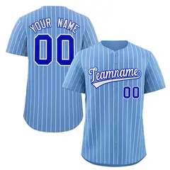 Light Blue White-Royal Stripe Fashion Baseball Jersey