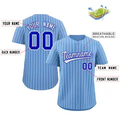 Light Blue White-Royal Stripe Fashion Baseball Jersey 3
