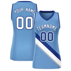 Women's Light Blue White-Royal Thick Slash Mesh Basketball Jersey 1